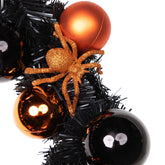 Spiders and Ornaments Halloween Wreath - 18" - Orange and Black - Unlit